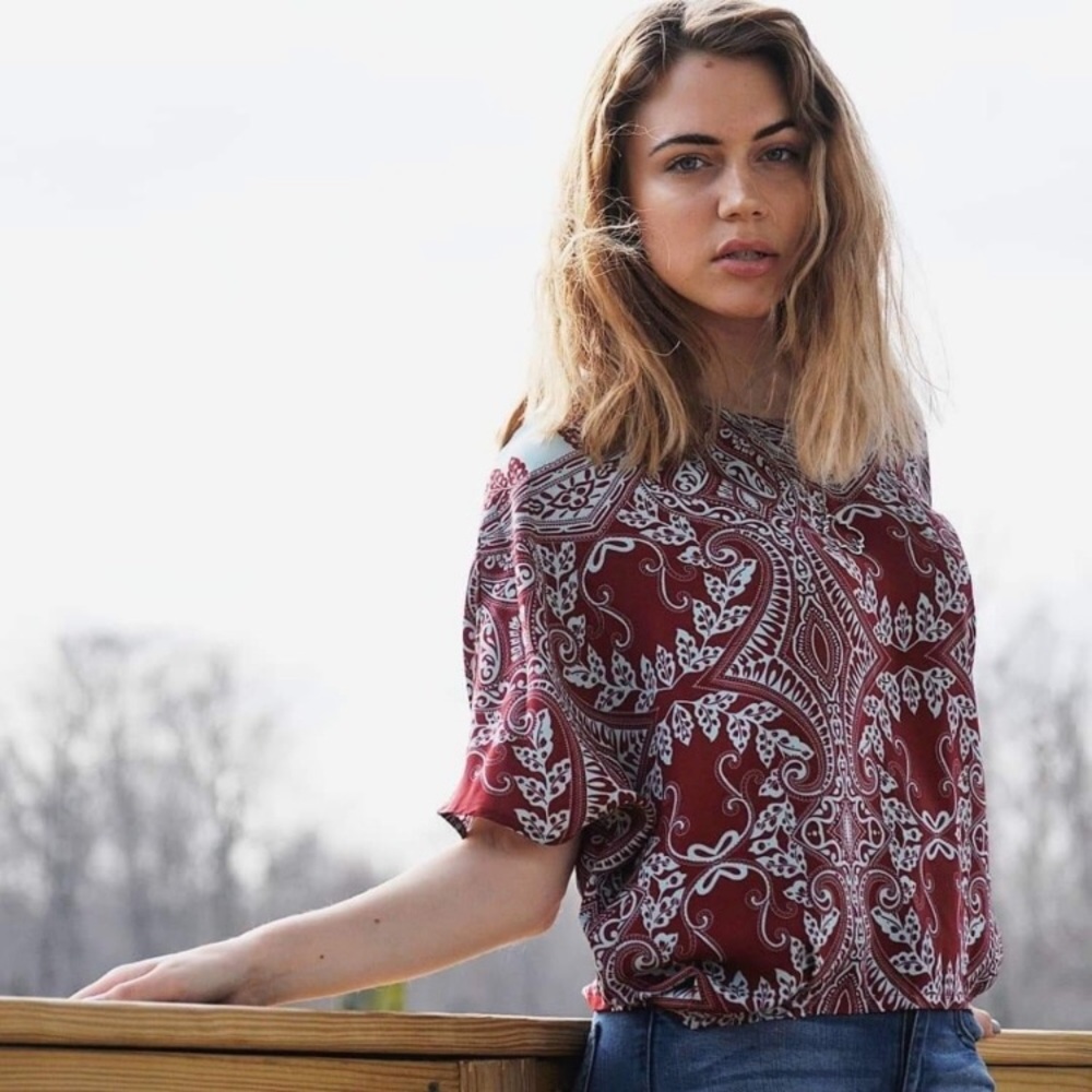 Short Sleeve Boho Print Top - Picture 4 of 4